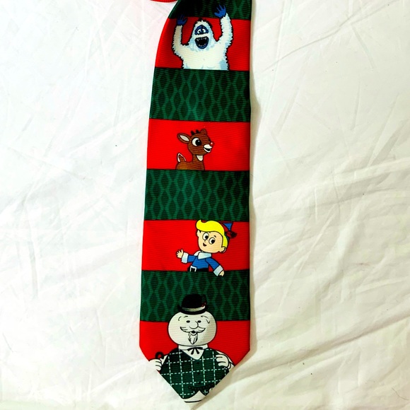 VINTAGE Rudolf Festive Holiday Pattern Tie UNISEX - Picture 4 of 8